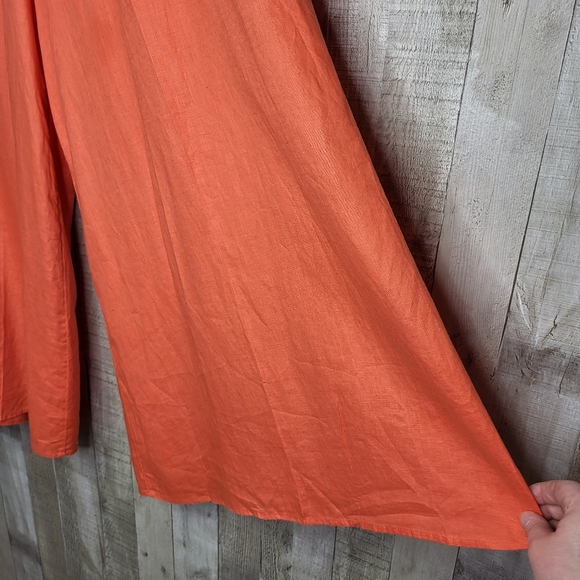 Banana Republic Meridian Linen Pant. Size 14 Petite. Coral Sunset - Picture 4 of 16